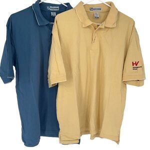 Extreme Men’s Collared Cotton Golf Polo Shirt Vintage Bundle Blue Yellow Size La